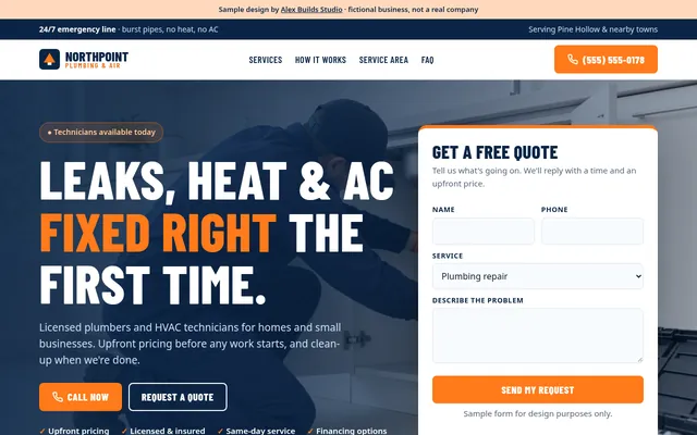 Northpoint Plumbing & Air website, desktop view